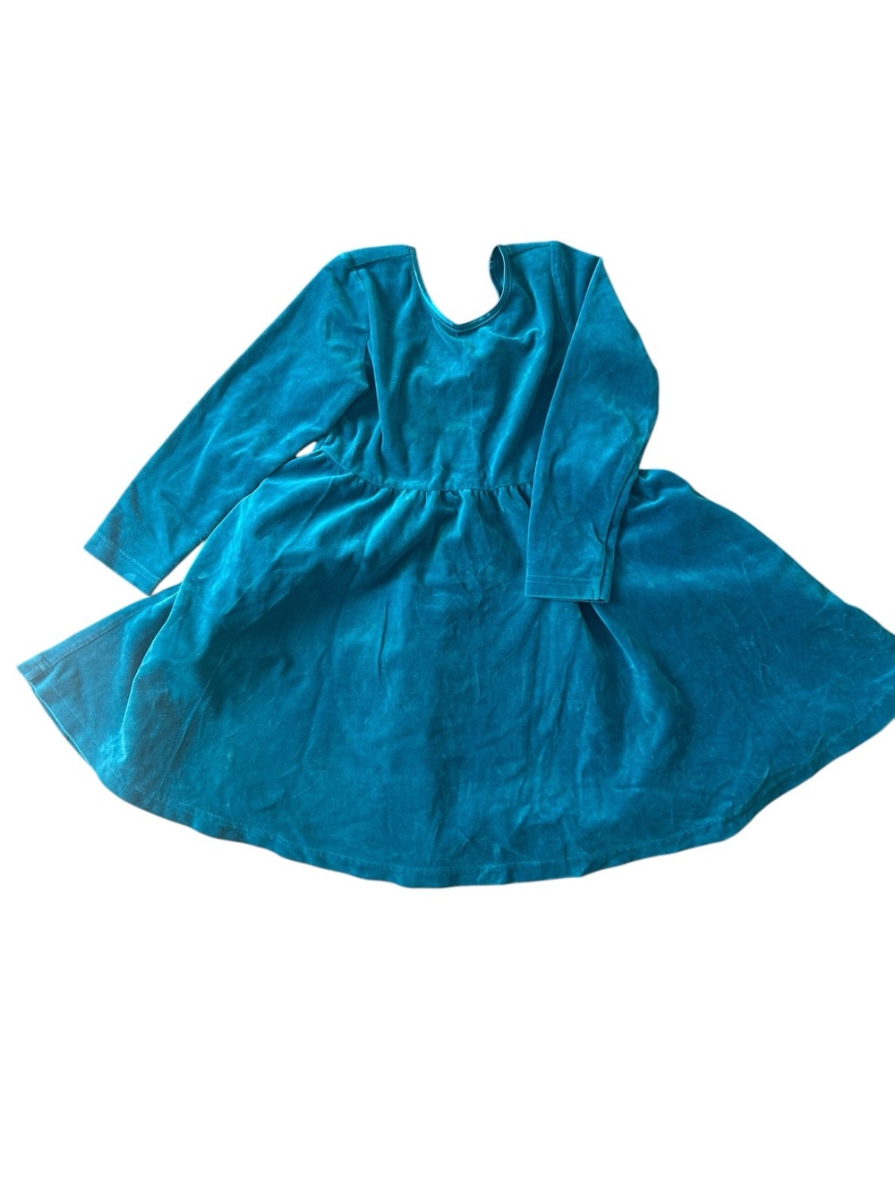 Hanna Andersson Girls Velour Skater Dress 5 Years 110 Teal Holiday Formal Twirl